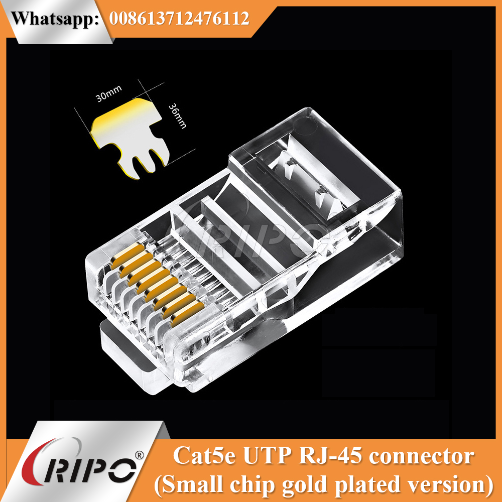 Cat5e UTP RJ-45 connector (Small chip gold plated version)