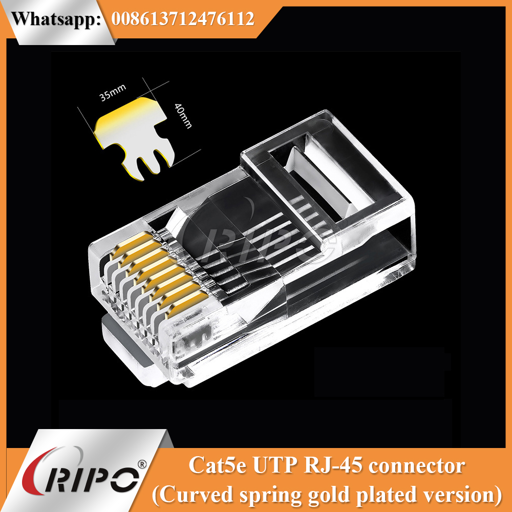 Cat5e UTP RJ-45 connector (Curved spring gold plated version)