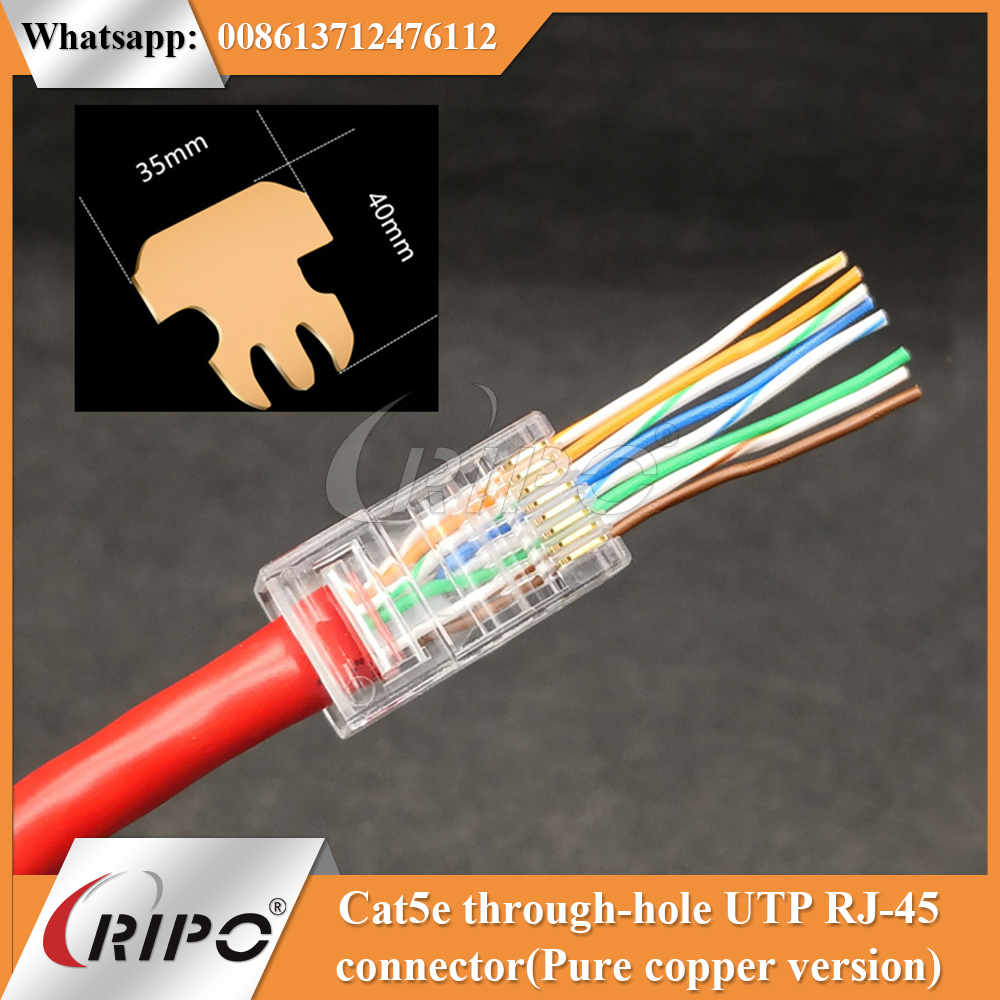 Cat5e through-hole UTP RJ-45 connector (Pure copper version)