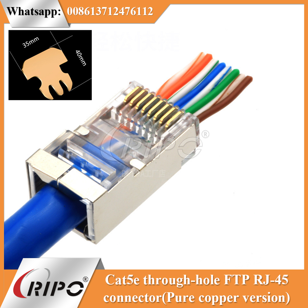 Cat5e through-hole FTP RJ-45 connector (Pure copper version)