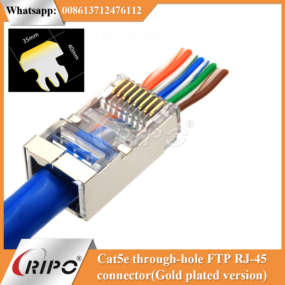 Cat5e through-hole FTP RJ-45 connector (Gold plated version)