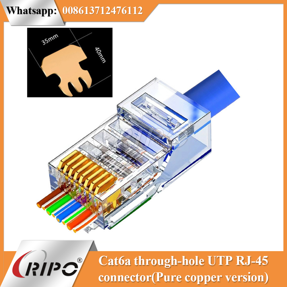 Cat6a through-hole UTP RJ-45 connector (Pure copper version)