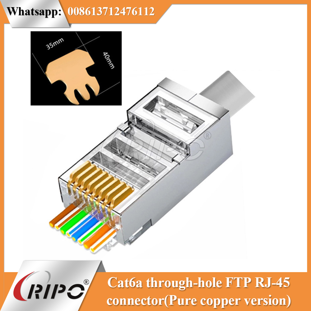Cat6a through-hole FTP RJ-45 connector (Pure copper version)