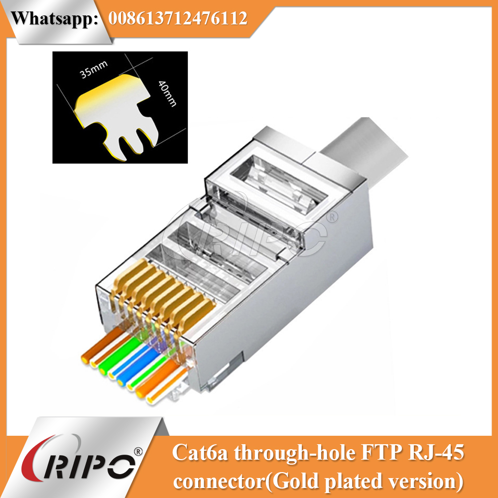 Cat6a through-hole FTP RJ-45 connector (Gold plated version)