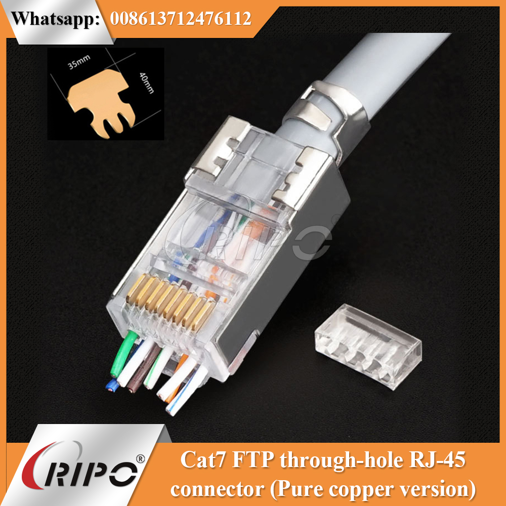Cat7 FTP through-hole RJ-45 connector (Pure copper version)