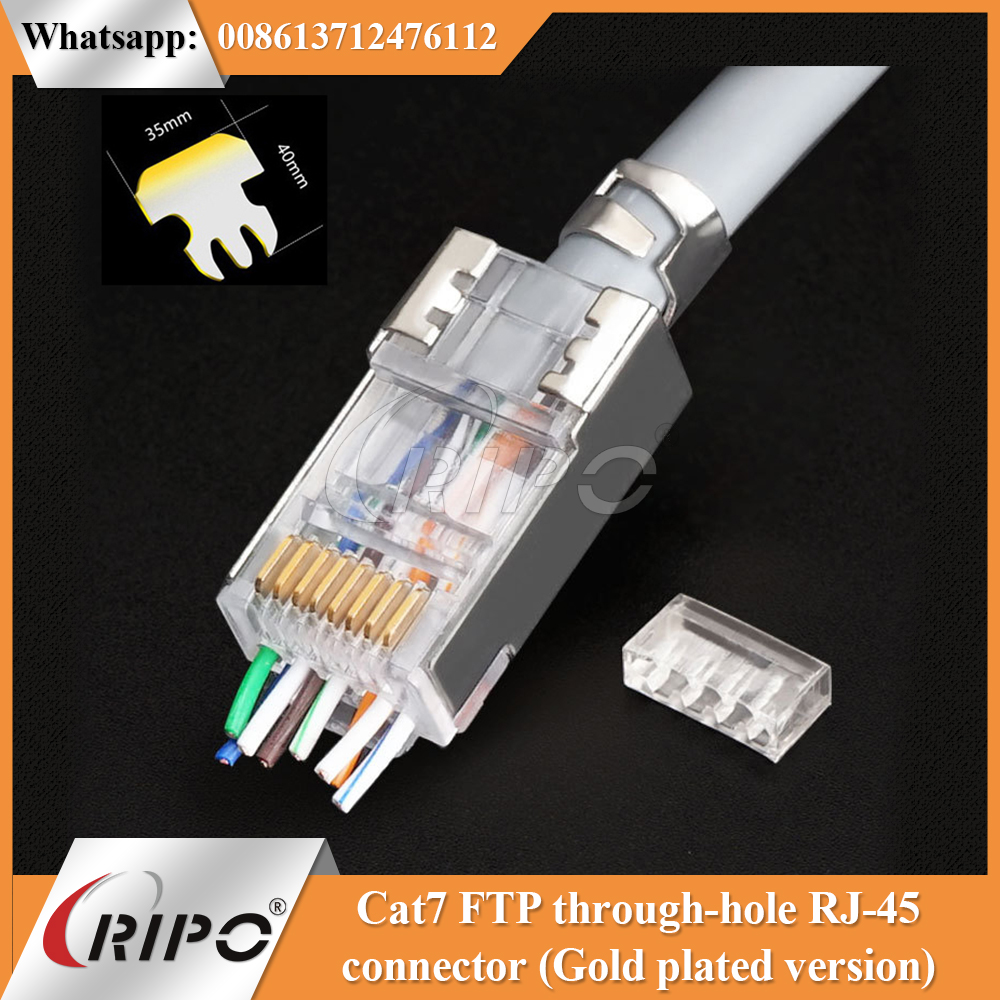 Cat7 FTP through-hole RJ-45 connector (Gold plated version)